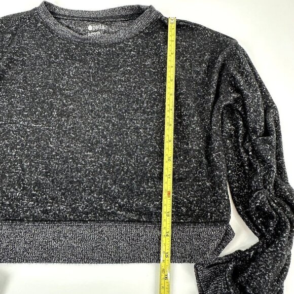 Zella Ruched Sleeve Pullover Charcoal Size Girls Large (10/12) Cropped - Picture 3 of 7